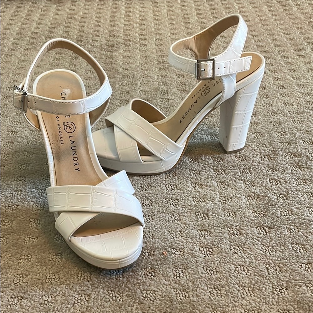 Chinese Laundry White Block Heel Sandals
